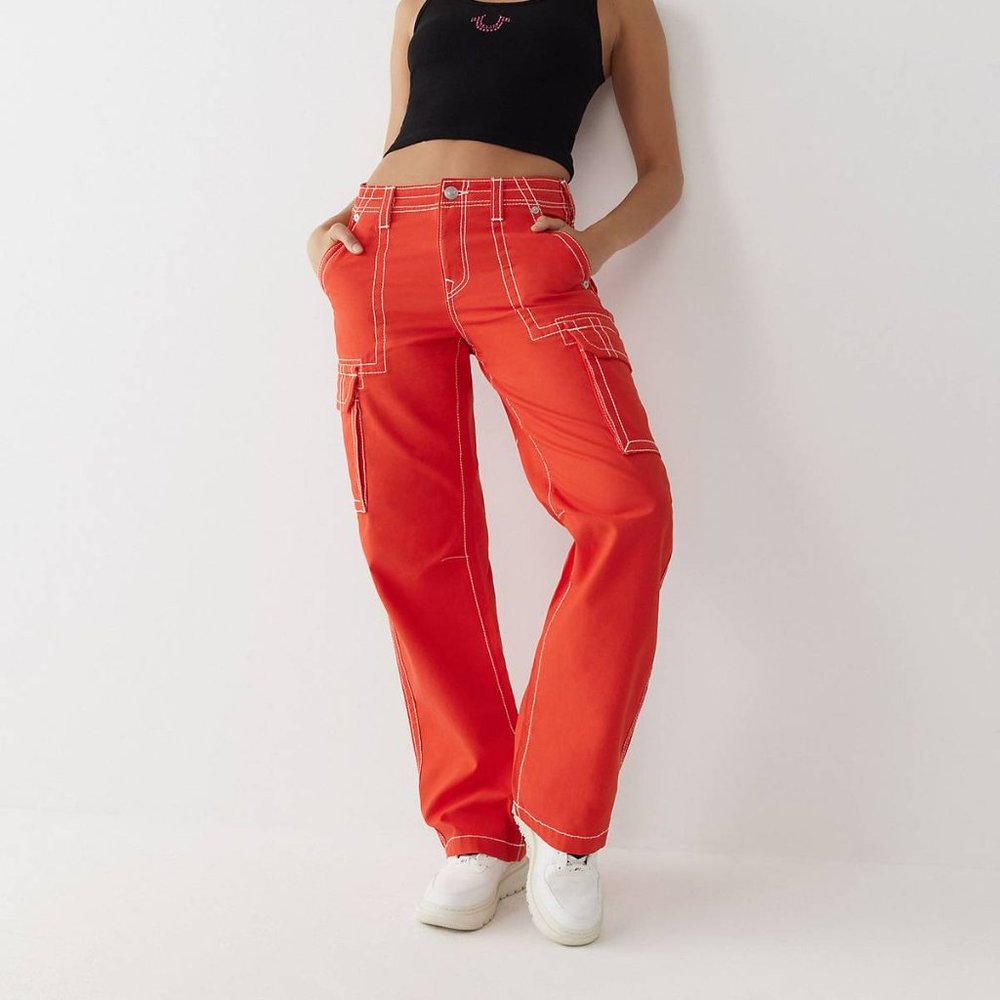 True Religion Big T Cargo Pant - Fiery Red